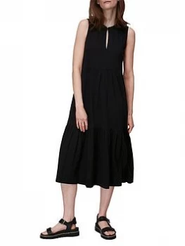 Image of WHISTLES Tiered Jersey Dress - Black, Size 12, Women