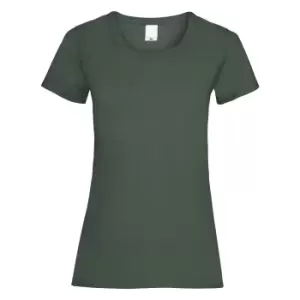 Image of Womens/Ladies Value Fitted Short Sleeve Casual T-Shirt (XX Large) (Dark Green)