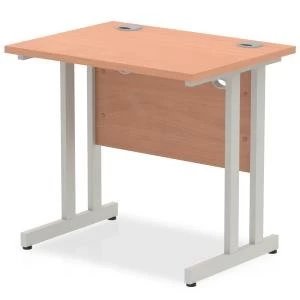 image of Trexus Desk Rectangle Cantilever Silver Leg 800x600mm Beech Ref