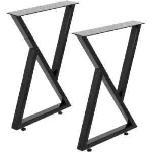 Image of VEVOR Metal Table Legs Set of 2 Dining Table Legs Black Desk Legs 16", Height 18" Width Bench Legs Coffee Table Legs 1763lbs Load Capacity Steel Table