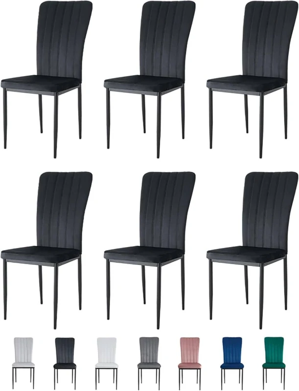 Image of MCC Direct Set of 6 High back Dining Chairs Velvet FabricKitchen/Dining Seating - Elle By MCC in Black Unisex