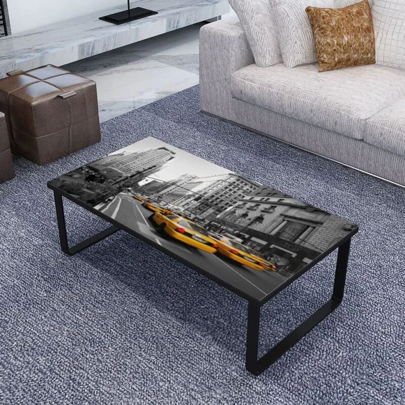 Image of vidaXL Coffee Table with Glass Top Rectangular Telephone Stand Desk Furniture
