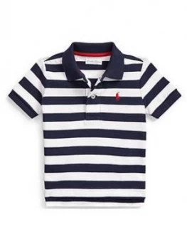 Image of Ralph Lauren Baby Boys Short Sleeve Stripe Polo Shirt - Navy