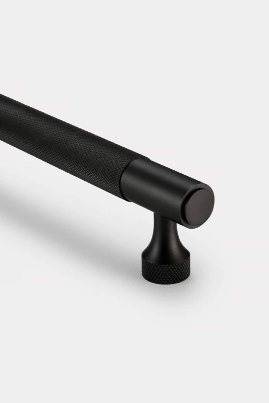 Image of PUSHKA HOME Solid Brass Knurled Bar Handle with Hole Centre 320mm - Black Unisex