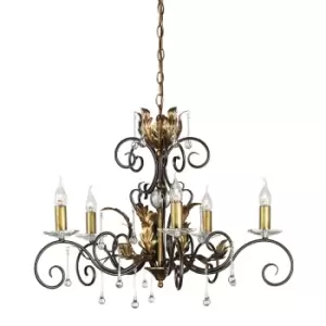 Image of 5 Bulb Handmade Chandelier LIght Cut Glass Bronze Gold LED E14 60W