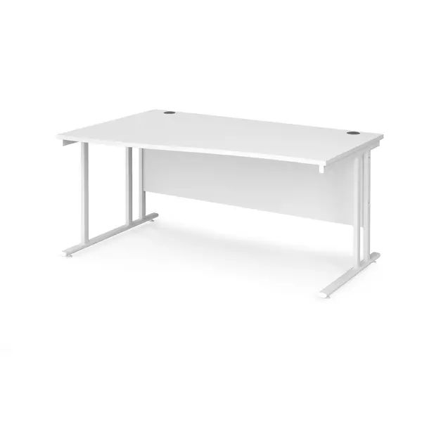 image of Maestro 25 Wave Desk White Frame and White Table Top - Left Hand - 1600mm