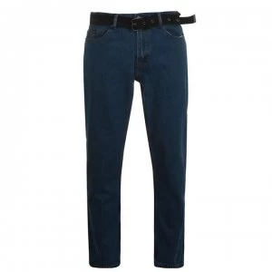 image of Pierre Cardin Web Belt Mens Jeans - Solid Mid