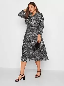 Image of Yours Animal Shirt Dress, Black, Size 16, Women