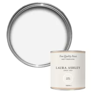 Image of Laura Ashley Pure White Matt Emulsion Paint, 100ml Tester Pot