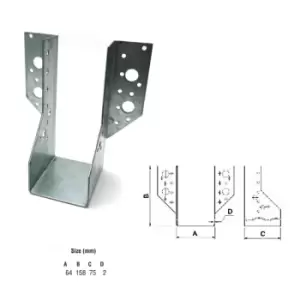 Image of Moderix - Jiffy Timber Joist Hangers Decking Lofts Roofing Zinc Packs - Size 64x158x75x2mm - Pack of 20