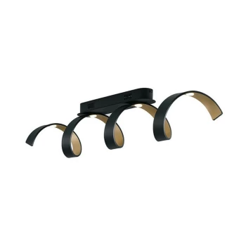Image of Fan Europe Lighting - Fan Europe HELIX LED Swirl Semi Flush Light Black, Gold 1600lm 4000K 80x18x13.5cm