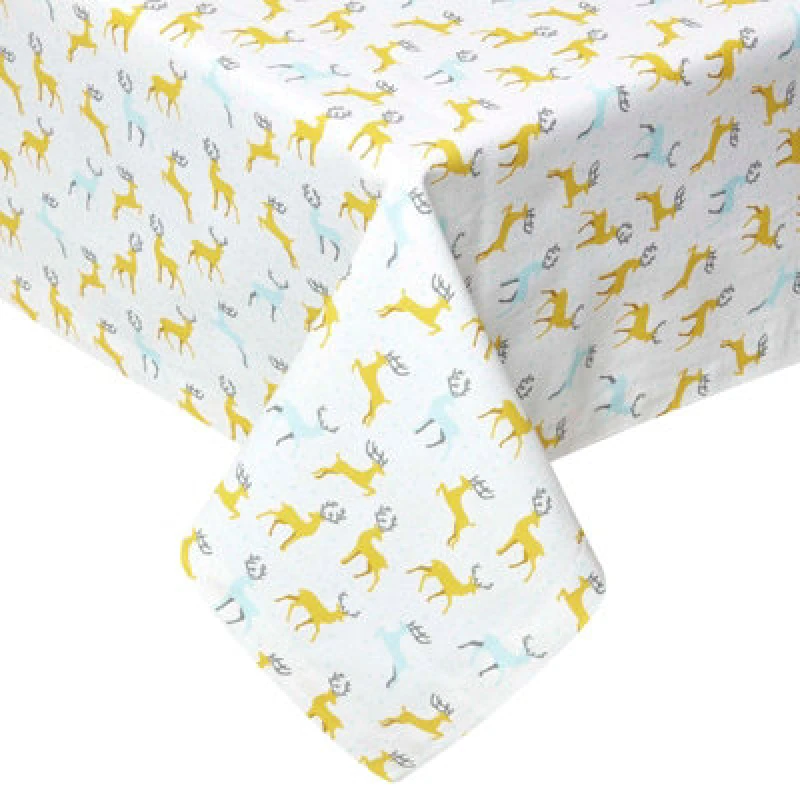 Image of Homescapes Majestic Stag Cotton Christmas Tablecloth, 137cm x 137cm Grey