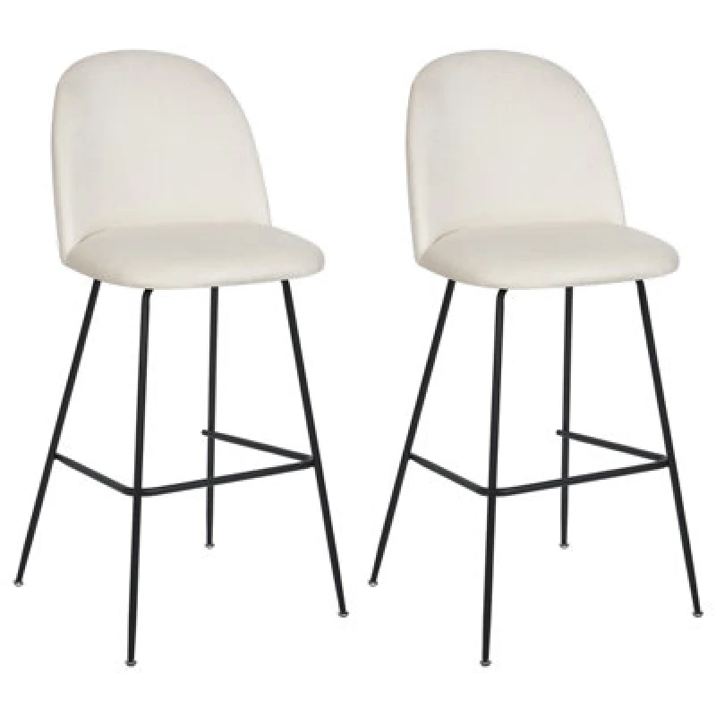 Image of Beliani Set Of 2 Bar Chairs Arcola Velvet Off-White