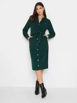 image of Long Tall Sally Green Cord Fitted Midi Dress, Green, Size 10, Women