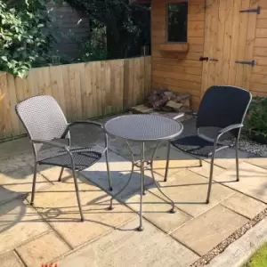 Image of Royal Garden Carlos 2 Seat Steel Rattan Bistro Set - Grey