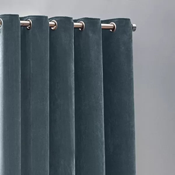 Image of Heavy Chenille Marine Eyelet Curtains Heavy Chenille Marine