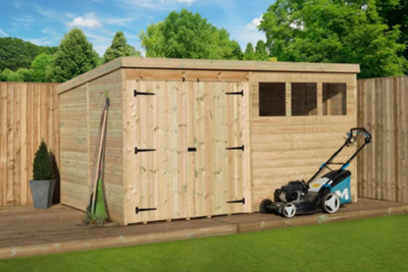 Image of Empire Sheds Empire 4000 Pent 12X7 Double Door Left Windows