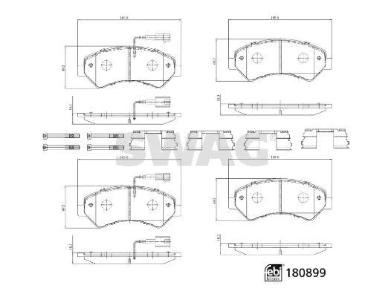 Image of Brake pad set SWAG 33 10 7998
