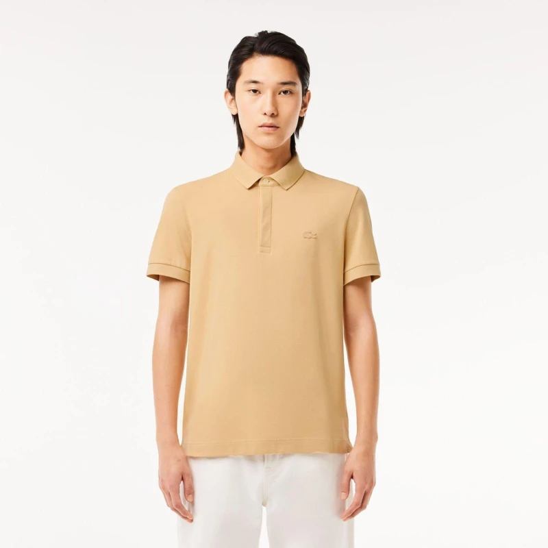 Image of Lacoste Regular-Fit Paris Stretch Piqu Polo Shirt Beige male XS