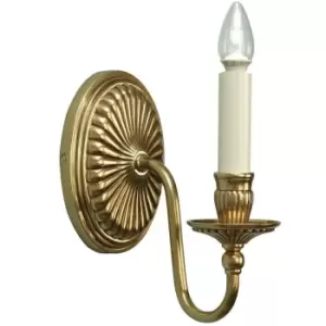 image of Luxury Georgian Single Curved Arm Wall Light Solid Brass Gloss Ivory Candelabra