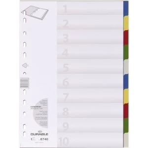 Image of Durable Domestic Dividers Polypropylene, Blank Assorted Colours, A4 (10 Sheets)