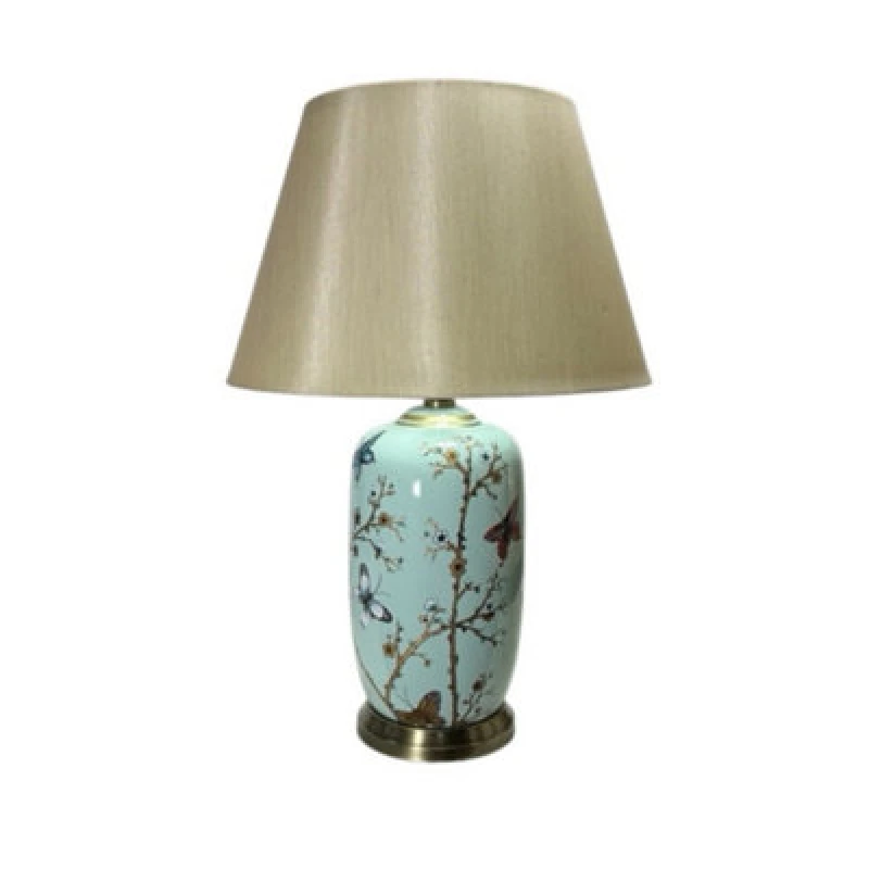 Image of Minster 44Cm Table Lamp And Shade - Cylindrical Base - Ceramic - L19 X W19 X H44 Cm