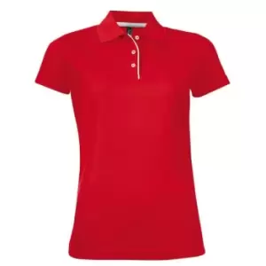 Image of SOLS Womens/Ladies Performer Short Sleeve Pique Polo Shirt (L) (Red)