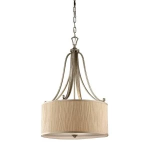 Image of 3 Light Cylindrical Ceiling Pendant Silver Sand with Shade, E27