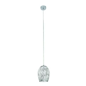 Image of 1 Light Ceiling Pendant Chrome, White with Mosaic Glass Shade, E27
