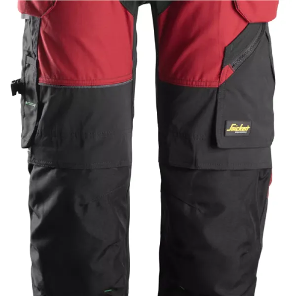 image of Snickers FlexiWork Work Trousers+ Holster Pockets - Chilli Red/Black - 258