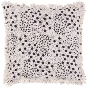 Image of Hara Woven Fringed Cotton Cushion Ink / 50 x 50cm / Polyester Filled