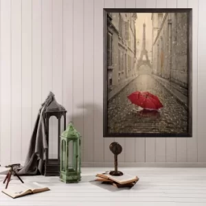 Image of Red Umbrella 2 Multicolor Decorative Framed Wooden Painting