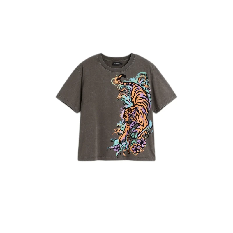 Image of Desigual Womens T-Shirt Desigual Tiger Noir Female L