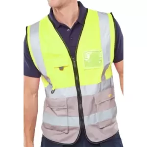 Image of B-Seen TWO TONE EXECUTIVE WAISTCOAT SAT YELLOW/GREY MED