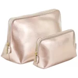 image of Bagbase Boutique Leather-Look PU Toiletry Bag (L) (Rose Gold)