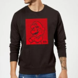 Image of Nintendo Super Mario Mario Retro Line Art Sweatshirt - Black - 5XL