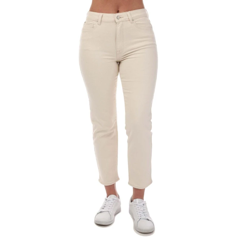 Image of Only White Emily Stretch High Waist Straight Jeans White Female 27R 206342UK