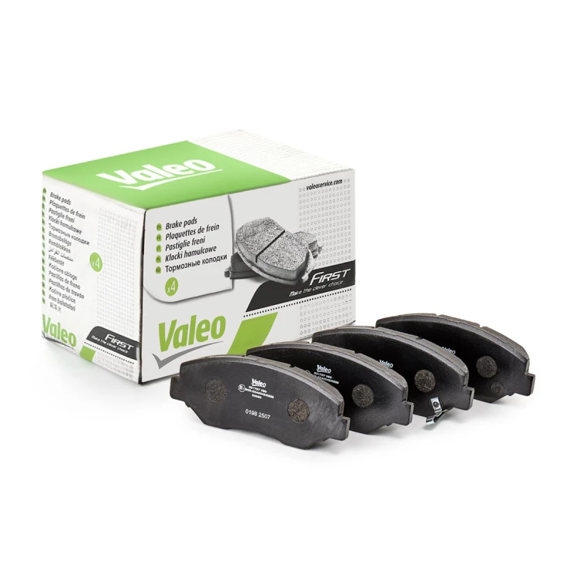 Image of VALEO 301757 Brake pad set Front Axle, with acoustic wear warning, FIRST, without anti-squeak plate Brake Pad Set,disc brake (402)