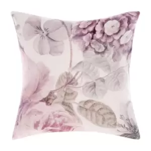 image of Ellaria Botanical Cushion White/Pale Rose, White/Pale Rose / 50 x 50cm / Polyester Filled