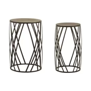Image of Set of 2 Round Nest Tables in Black Iron