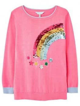 image of Joules Girls Meryl Rainbow Knitted Jumper - Pink