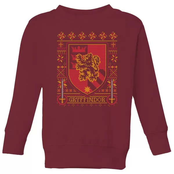 Image of Harry Potter Gryffindor Crest Kids Christmas Sweatshirt - Burgundy - 11-12 Years