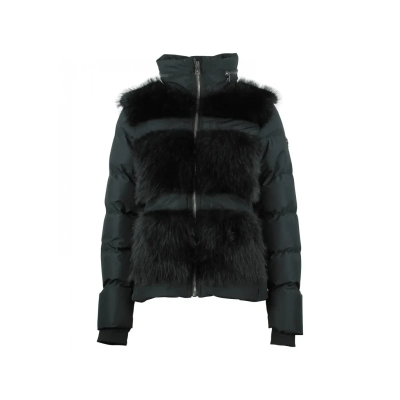 Image of Womens fur down jacket with integral hood Peak Mountain Noir Female L