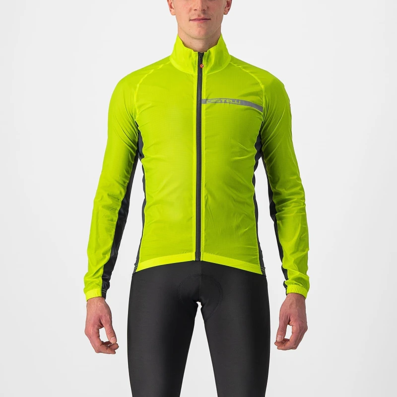 Image of Castelli Squadra Stretch Long Sleeve Jacket Yellow Grey, Size XL