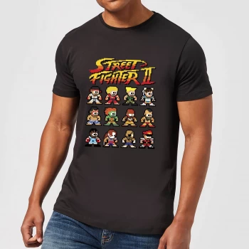 Image of Street Fighter 2 Pixel Characters Mens T-Shirt - Black - 4XL - Black