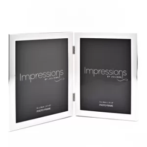 image of Impressions Photo Frame Matt/Shiny Silver Double 6" x 8"