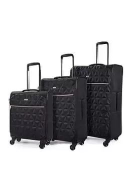 Image of Rock Luggage Jewel SA56801 4 Wheel Spinner Black Suitcase 3Pcs Set