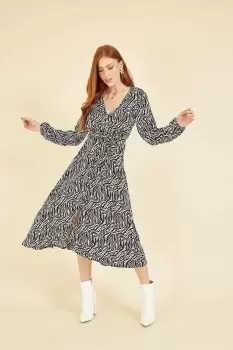 Image of Black Zebra Print Midi Dress