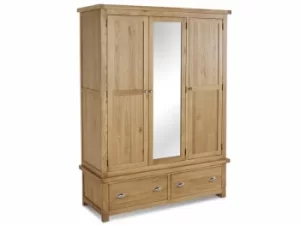 image of Birlea Woburn 3 Door 2 Drawer Oak Wooden Triple Wardrobe Flat Packed