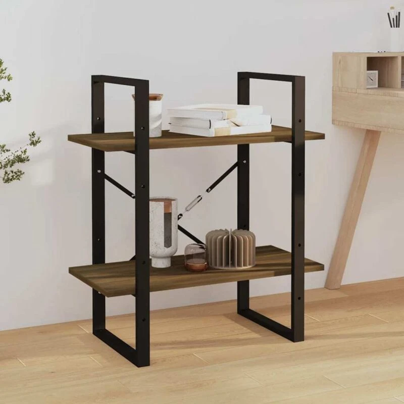 Image of Vidaxl 2-tier Book Cabinet Brown Oak 60X30X70 Cm Engineered Wood, Brown 821308